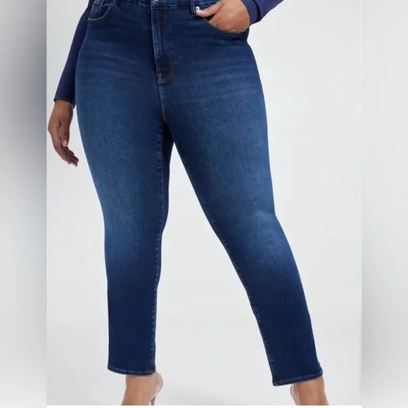 Good American Dark Blue High-Rise Skinny Jeans - Picture 1 of 8